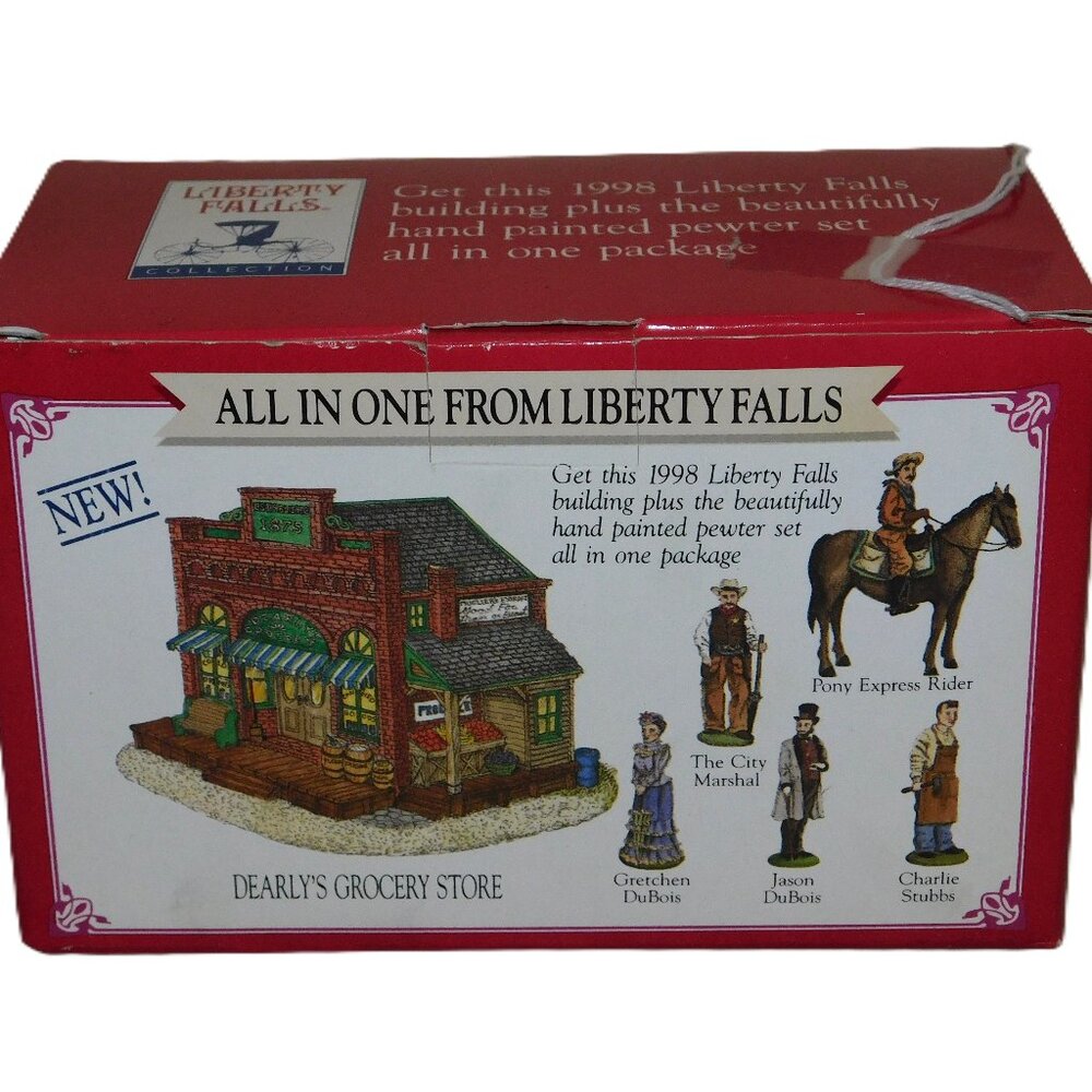 All In One Liberty Falls Dearly's Grocery Store and Hand Painted Pewter Set NIB